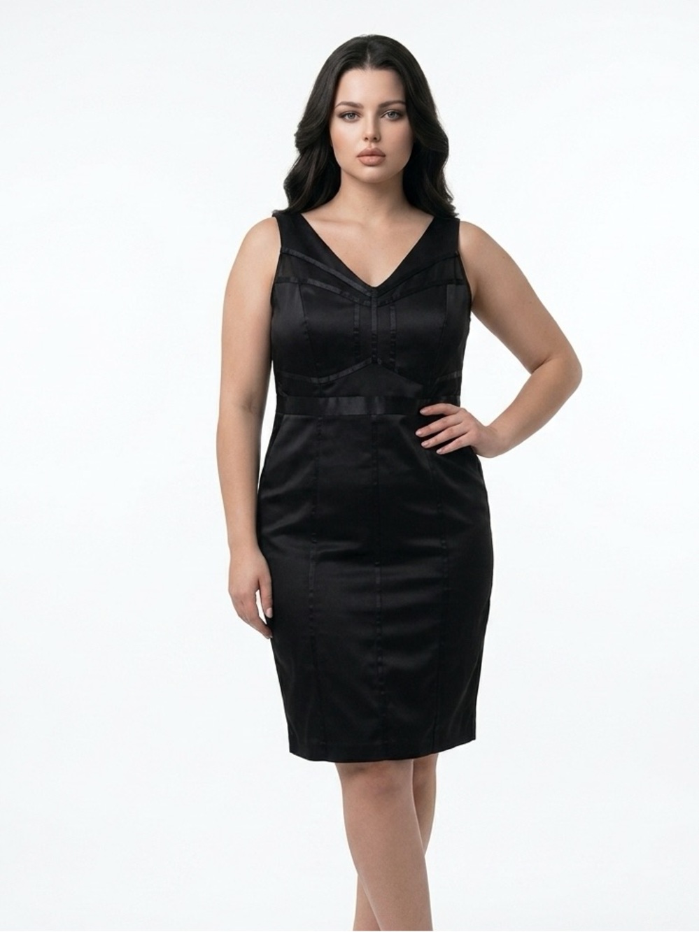 Torrid‎ Black Midi Bodycon Dress Size 2 Scuba Mesh V Neck Stretch Party Dress